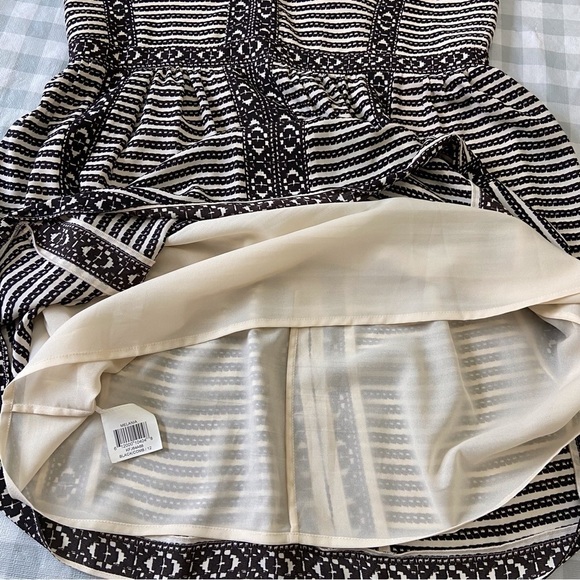 Beige black BCBGMAXAZARIA Dress mini summer Melania V neck sleeveless pleated 12 - Picture 7 of 16